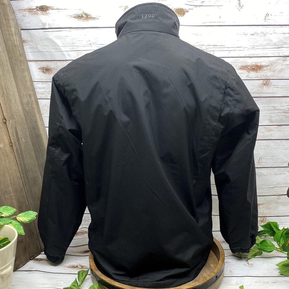 IZOD Men's Perform X Jacket Coat Black M Medium Fleece Lined Wind Breaker - Picture 2 of 8